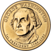 Gold coin with bust of Washington facing left