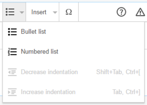 PBCVisualEditor Toolbar Lists and Indentation-en.png